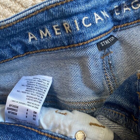 American Eagle Stretch MOM Jean Size Women 8 Standard Indigo blue tapered - Picture 7 of 10